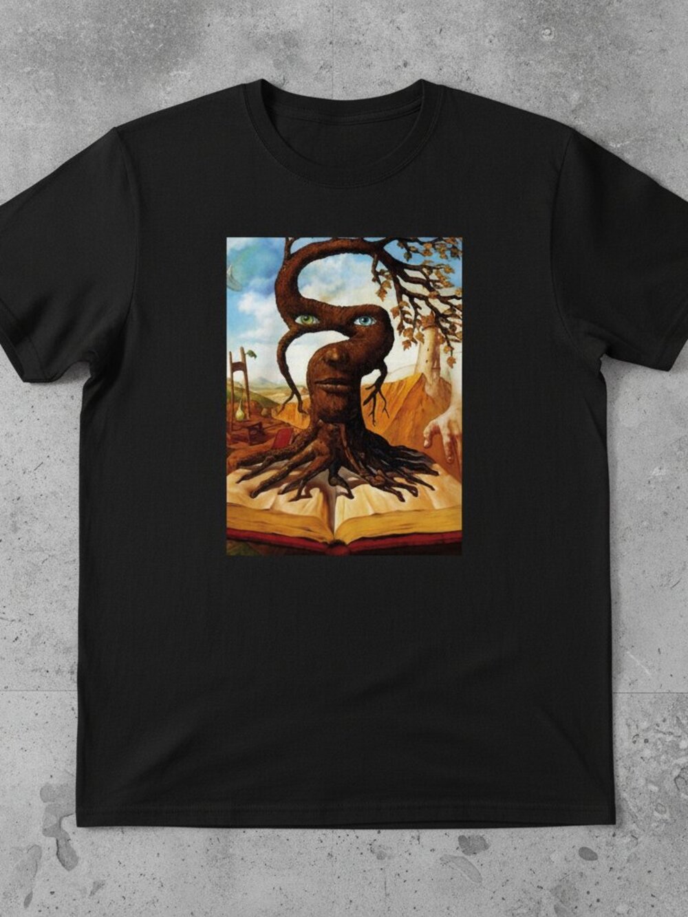Surreal Tree Face Art T-Shirt | Fantasy Book Illustration Graphic Tee | Dreamlik